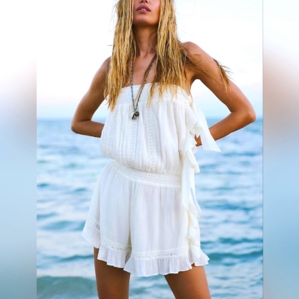 NWOT Free People, Feelin' Fancy Romper, Small in Ivory